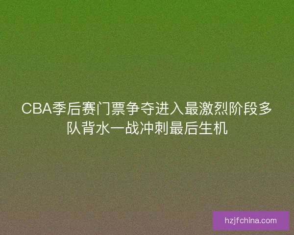 CBA季后赛门票争夺进入最激烈阶段多队背水一战冲刺最后生机 CBA季后赛门票争夺进入最激烈阶段多队背水一战冲刺最后生机